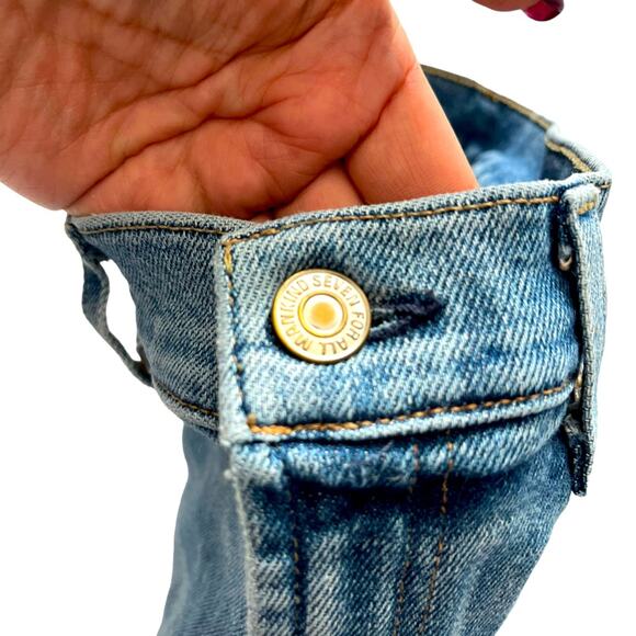 7 FOR ALL MANKIND EUC Blue High Waist Ankle Skinny Jeans  Silver stripe Size 30 - Picture 10 of 14